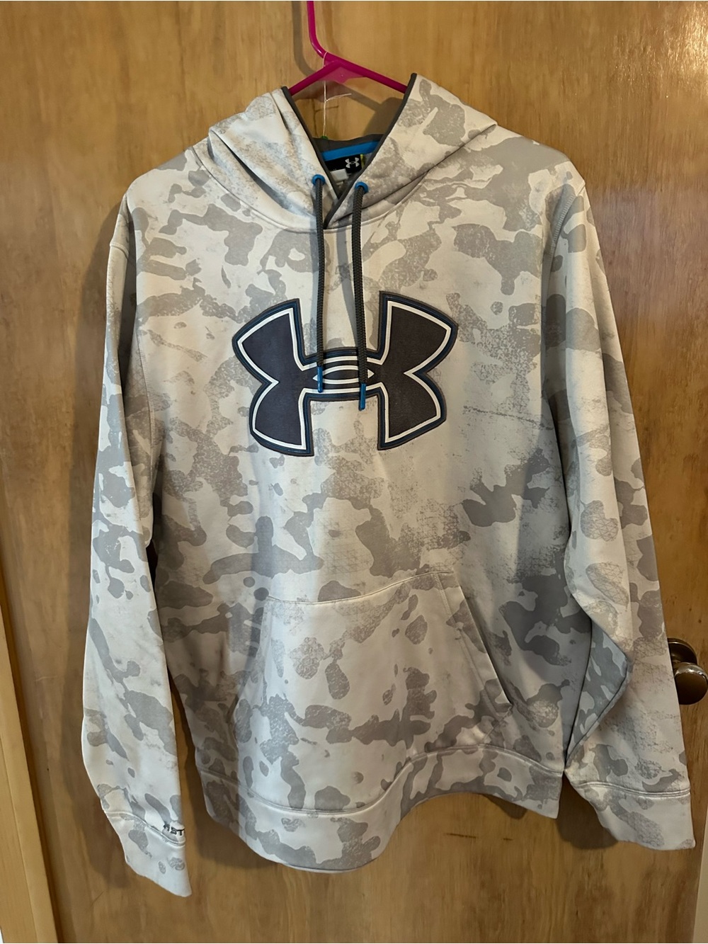 Under Armour Men's Light Gray Camo Hoodie with Black Logo
